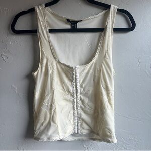 Forever 21 Cream Velvet Burnout Corset Boho Fairycore  Coquette Square Neck Sz M